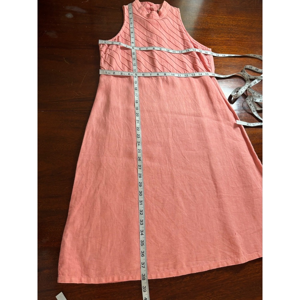 Kiko Womens VTG Linen Midi Dress S Sleeveless Coastal Minimalist Pastel Summer - Picture 6 of 6